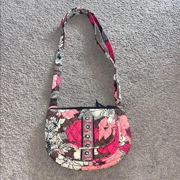Vera Bradley Handbags - Vera Bradley Pink and Brown Floral Crossbody Bag